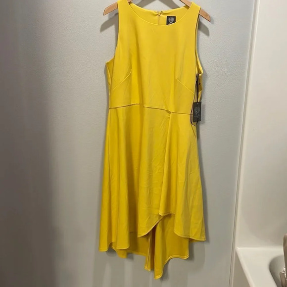 NWT Vince Camuto woman’s canary yellow hi low sleeveless dress - Picture 1 of 11